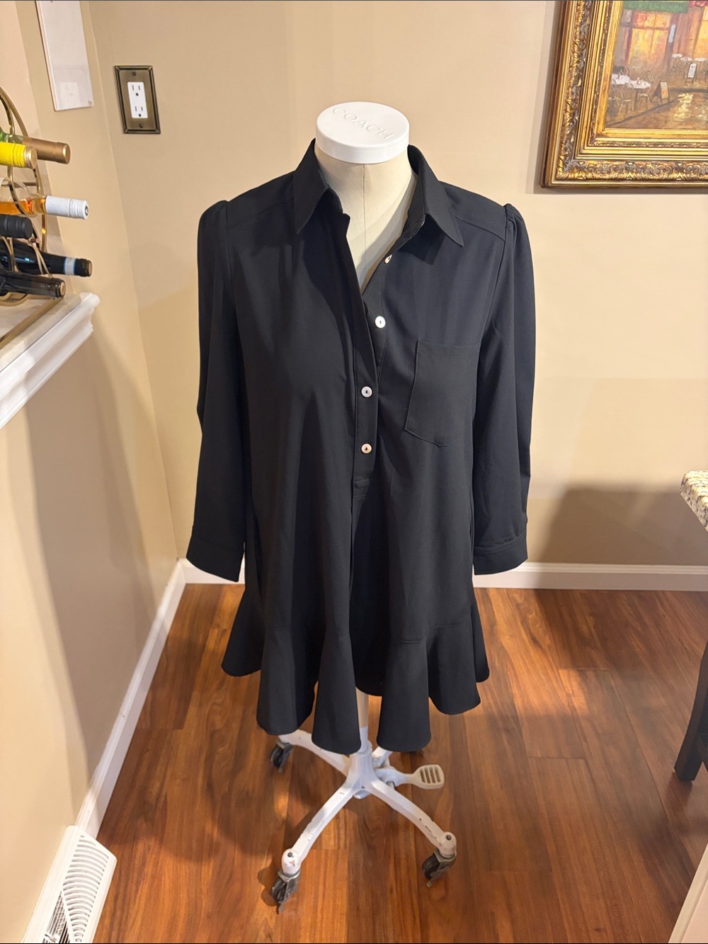 Tuckernuck Callahan Black Long-Sleeve Button-Front dress